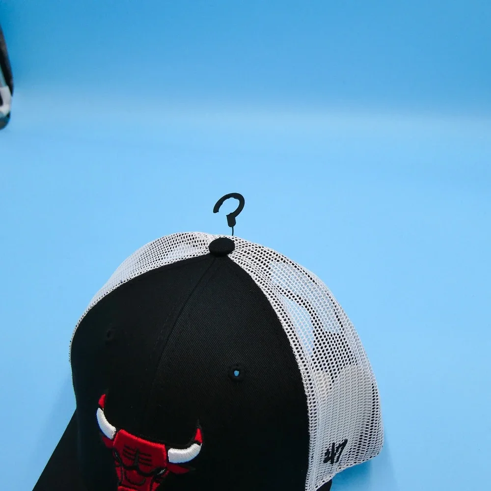 '47 Brand Trucker Hat Youth Youth Chicago Bulls Black White Mesh Snapback Cotton